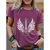 Summer Guitar Pattern Pure Cotton Round Neck Short Sleeved Casual Fashion Top T-Shirts Women’s