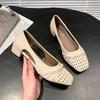 Fashion Summer Hollow Women's Sandals Pleated Heeled Woman Shoes Designer Elegant Summer Pumps 2025 New Casual Shoes Sandalias De Mujer