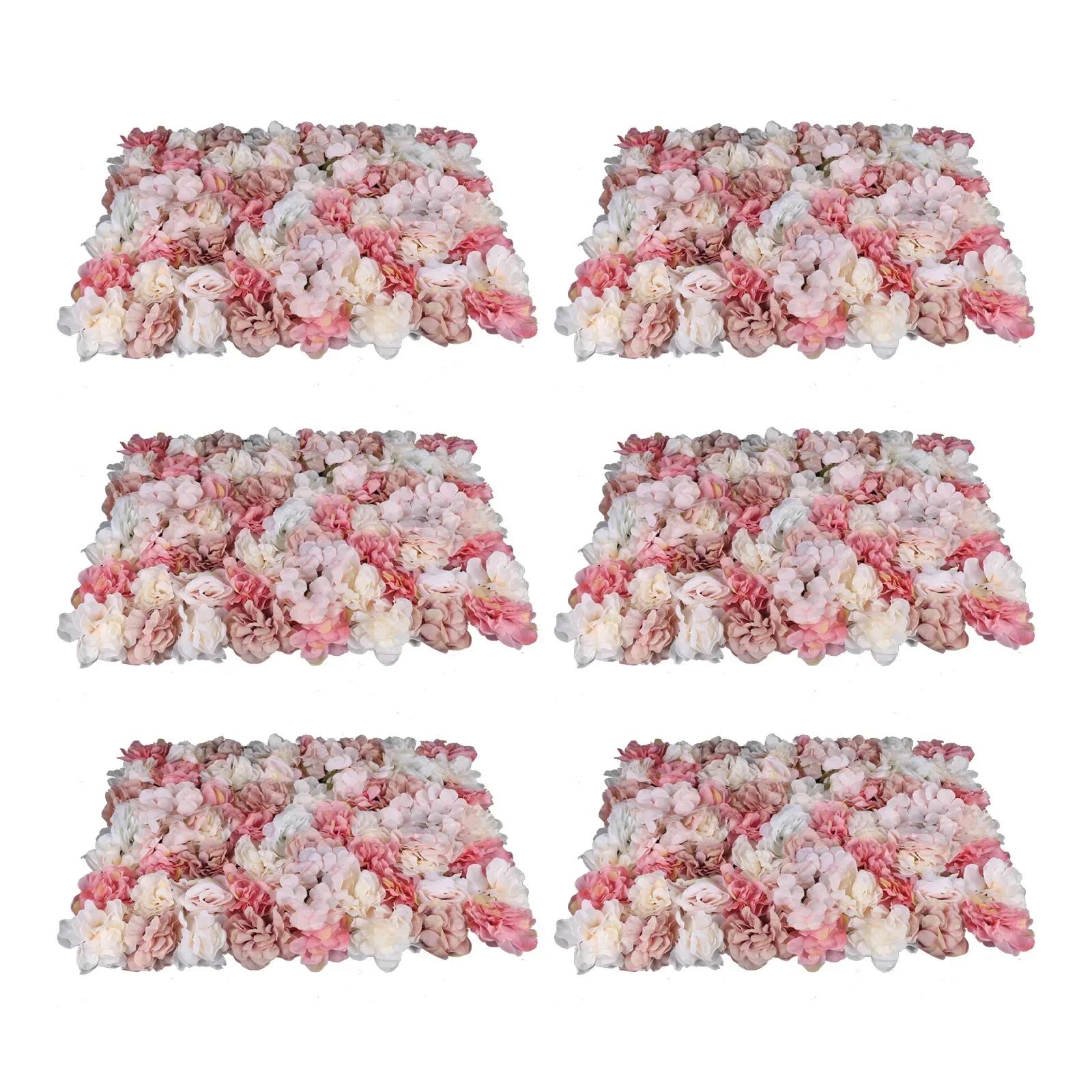 Набор из 6 штук Искусственный настенный цветочный фон размером 24x15 дюймов для свадеб, вечеринок, детских и свадебных украшений, Подвесной фон из шелковых цветов