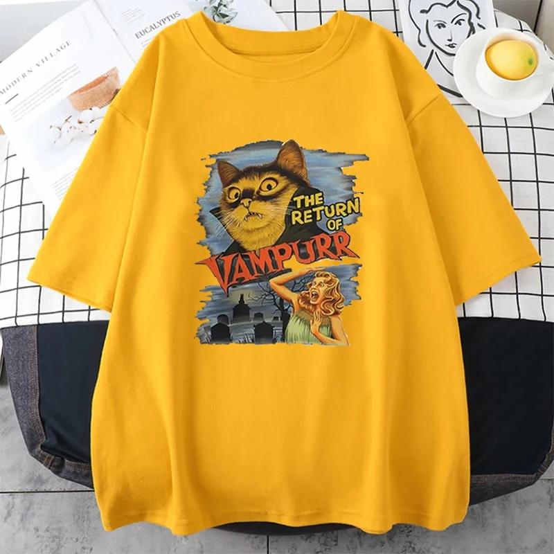 

Cat Vampire Women s T-shirt Cat Vampire Returns Fun T-shirt Short Sleeve Round Neck T-shirt Street Top 3XL