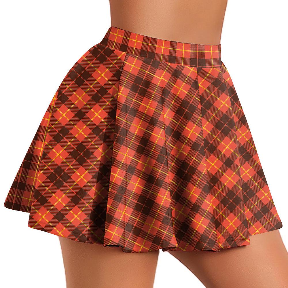 European & American Style Plaid Pleated Milk Silk Cheerleader Skirt