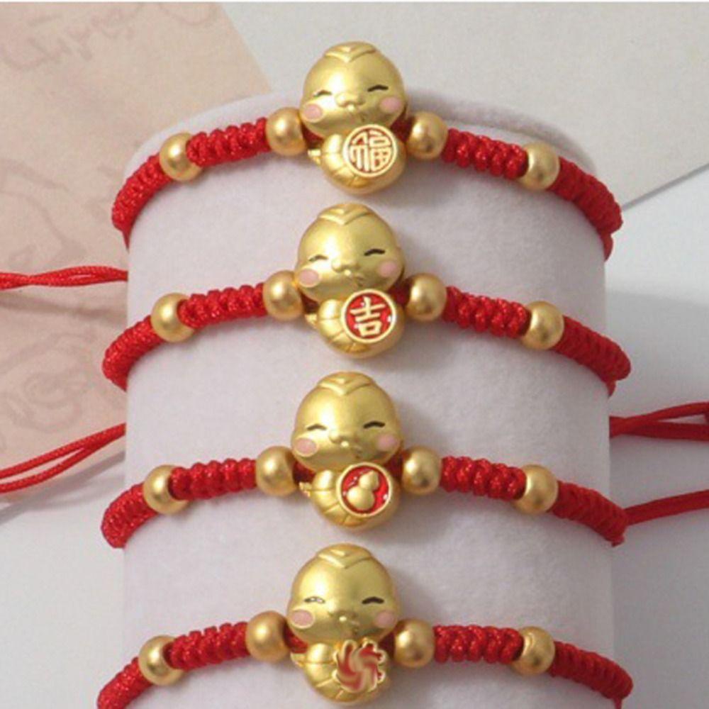 Chinese Style Lucky Red Rope New Year Fortune Bracelet Cute Snake Year Bracelet  Women