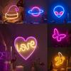 Whimsical Led Butterfly Alien Planet Night Light Charming Neon Decorative Lamp