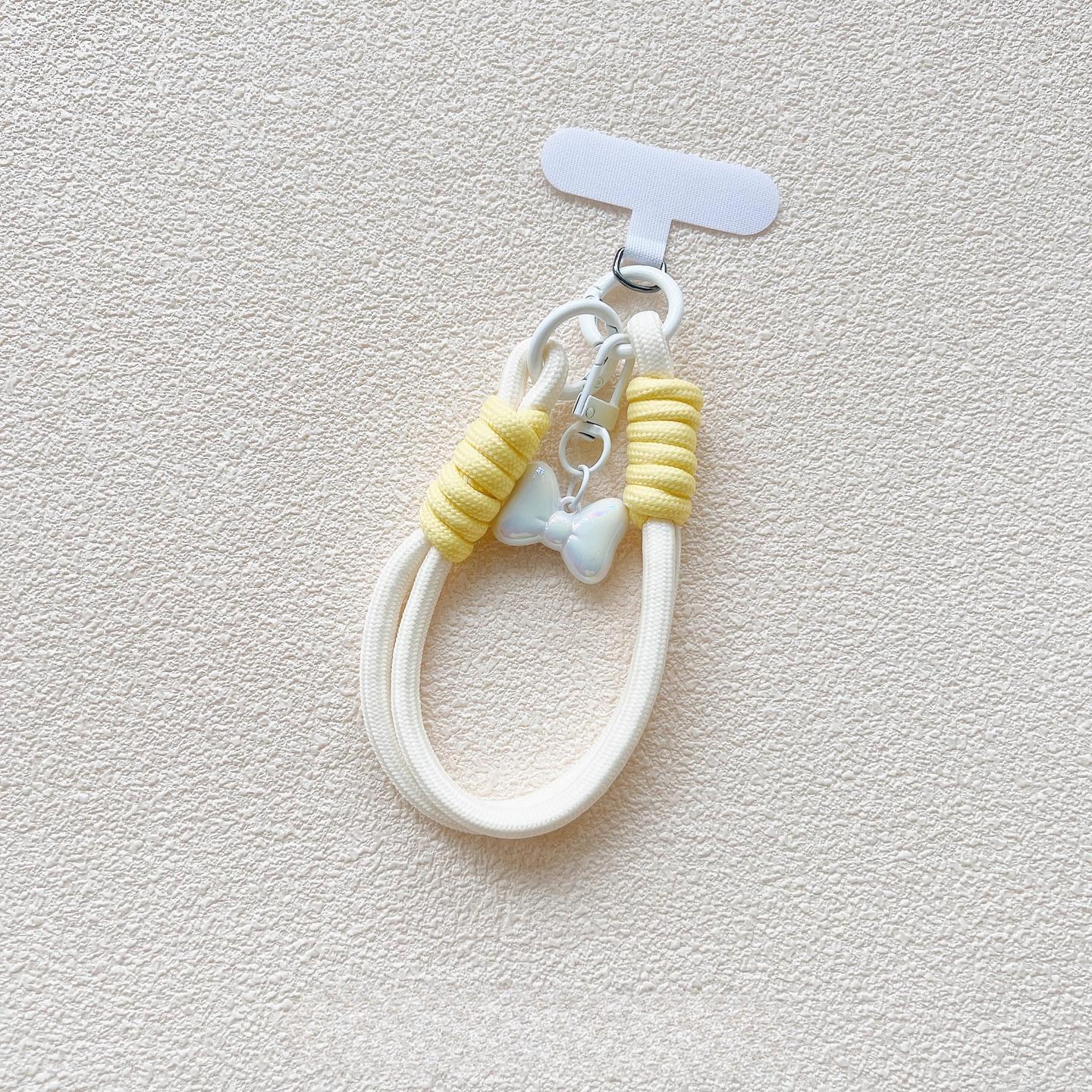 

Fresh Bow Charm Lanyard - Handmade Braided Short Strap with Clip, Fits Phones/Bags/Keys, Anti-Lost, Cute for Girls