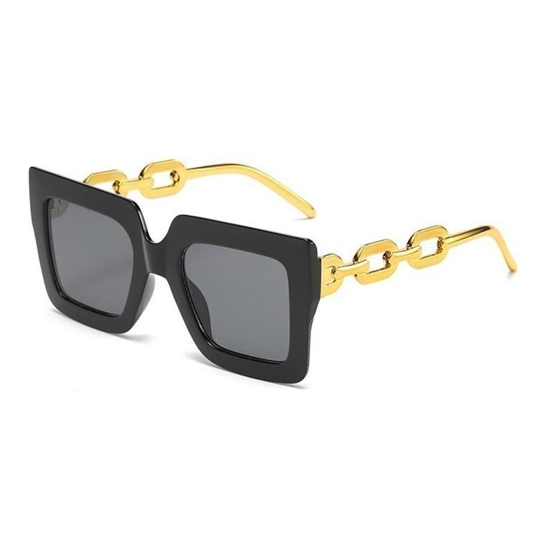 INS Vintage Sunglasses Women Trend New Fashion Small Metal Chain Sunglasses Elegant Eyeglasses Fashion Black Shades