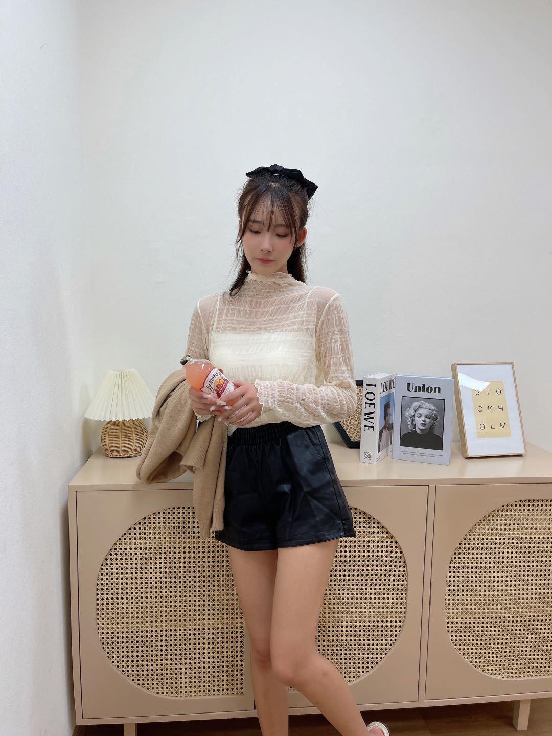 

Элегантная шифоновая блузка на кружевной основе - Женский осенний топ высокого класса однотонного цвета с дизайном воротника-стойки One Size абрикосовый