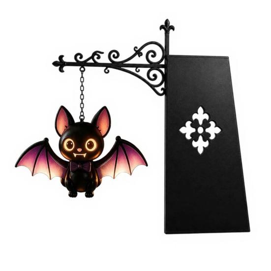 Reading Nook Accents Halloween Iron Library Lamp, Vintage Bookshelf Light with Ghost Pumpkin Bat Study Room Atmosphere Pendants, Nightlight,