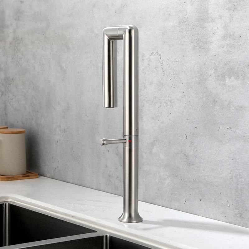 304 Stainless Steel Kitchen Sink Faucet Brush Nickel 360 Rotate Folding Kitchen Tap Deck Mount Cold Hot Water Sink Mixer Faucet