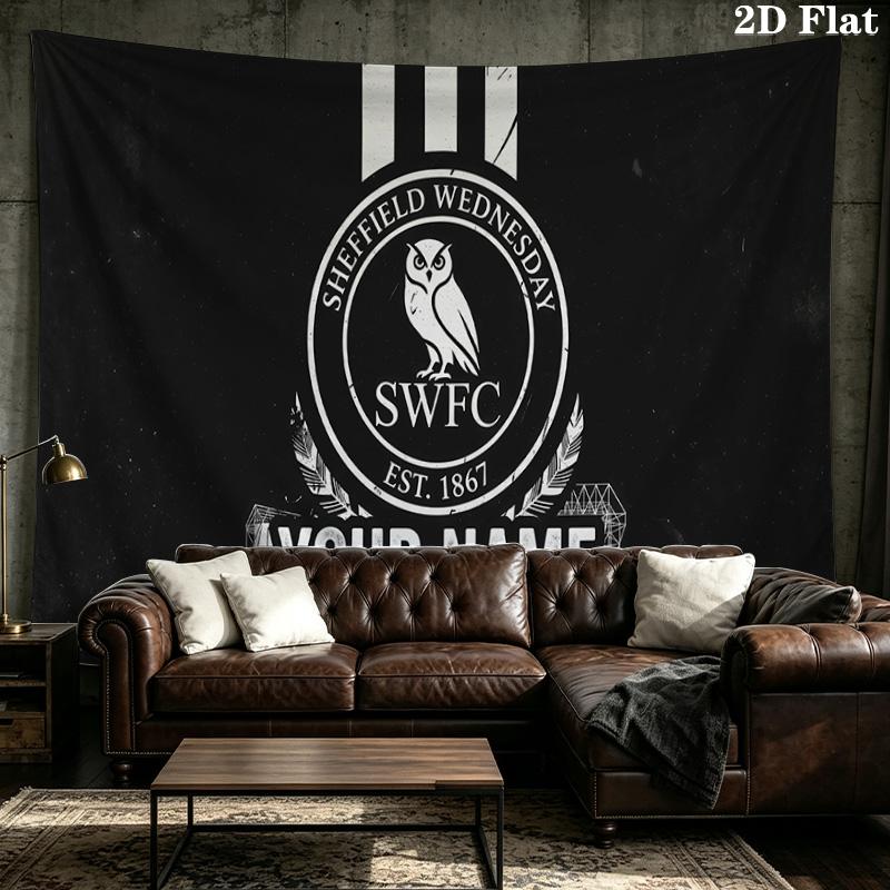 Custom Name Sheffield Wednesday Football Club Printed Tapestry – Wall Hanging for Bedrooms, Dorms, and Home Decor