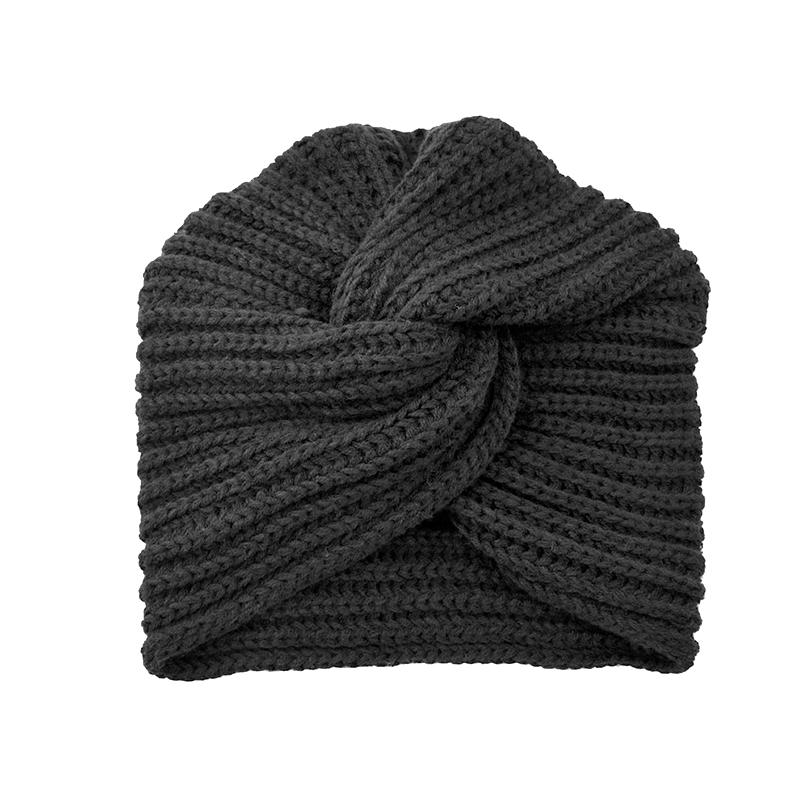 1Pc Women Headwear Head Wrap Hair Loss Turban Solid Color Knitted Cap Polyester