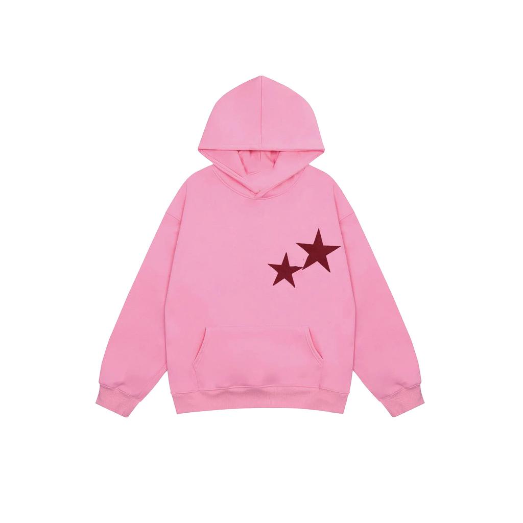 Women's Fall Fashion Hoodies Star Print Long Sleeve Hood Loose Fit Fleece Sweatshirt