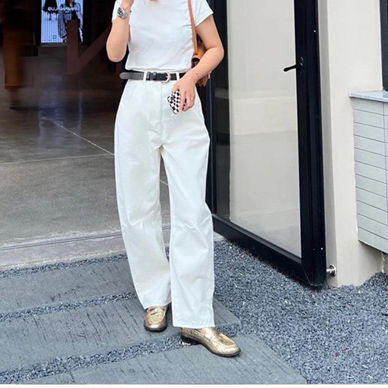 Women s Casual White Wide-Leg Jeans - Spring/Summer & Winter 2026 Extra Small белый