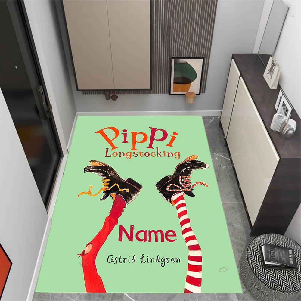 Pippi Monkey Friend. Customized Name Area Rug Suitable for Dormitory Hallway Playrooms Dining Room Anti-slip Rug Office home decor