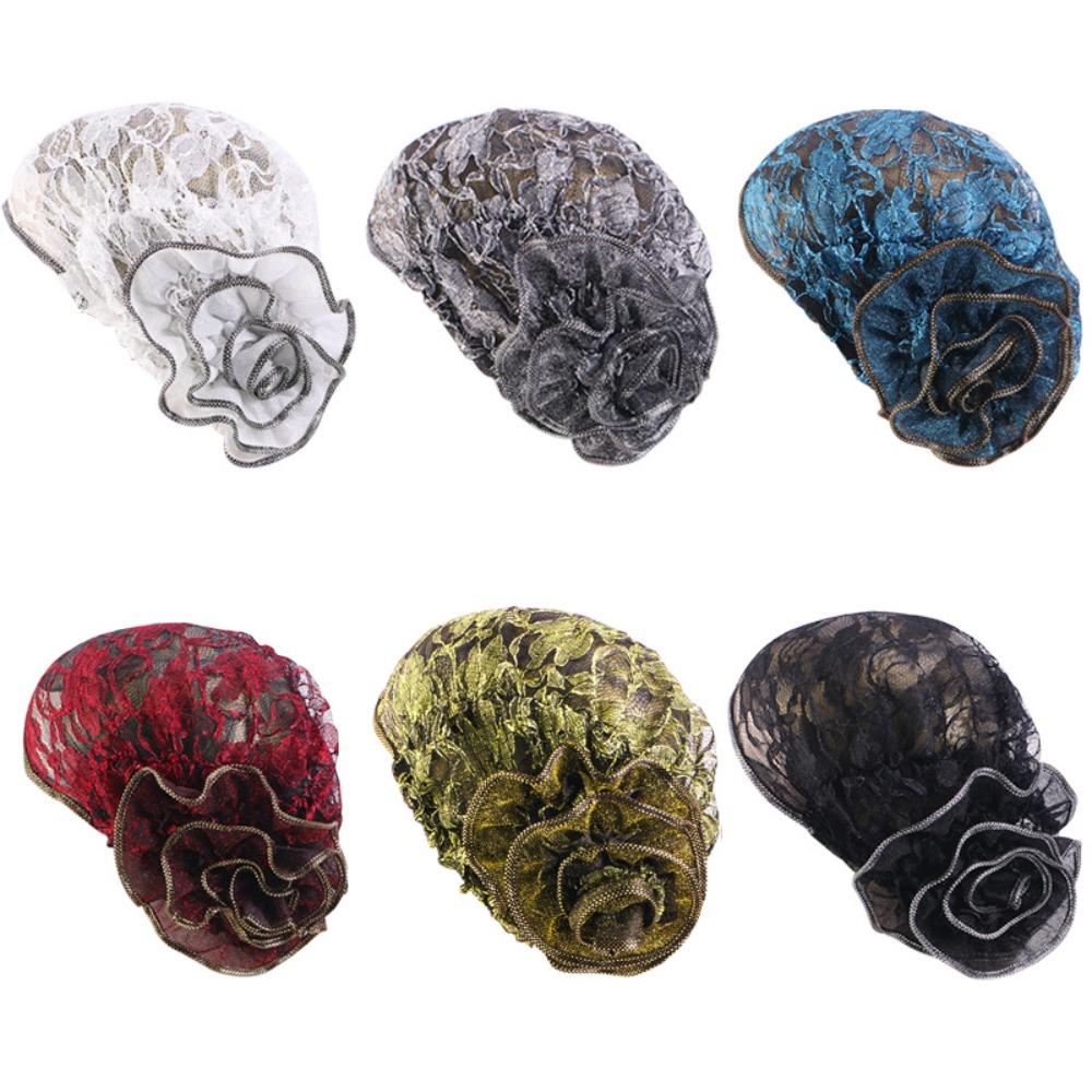 Elastic Beanie Head Scarf Lace Flower Wrap Chemo Cap Sweet Bandanas  Hair