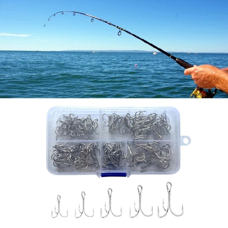 120pcs/box Fishing Treble Hooks Size 2#-10# Round Bent Treble Saltwater Hook