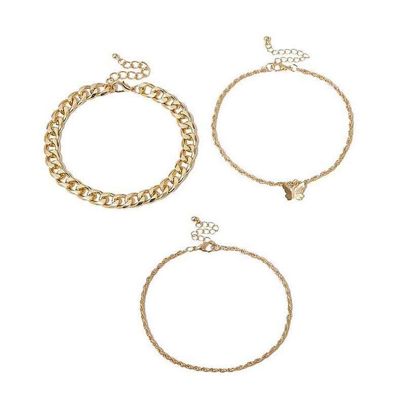 Fashion creative strand chain combination foot decoration, simple alloy butterfly pendant anklet