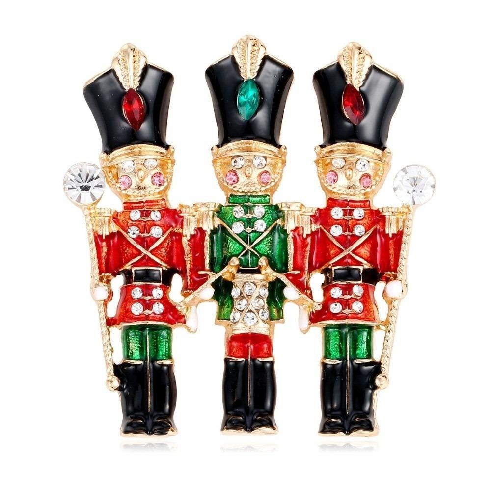 

Metal Guard Brooches Cubic Zirconia Suit Brooch Trendy Nutcracker Brooch Pin for Women Men 01