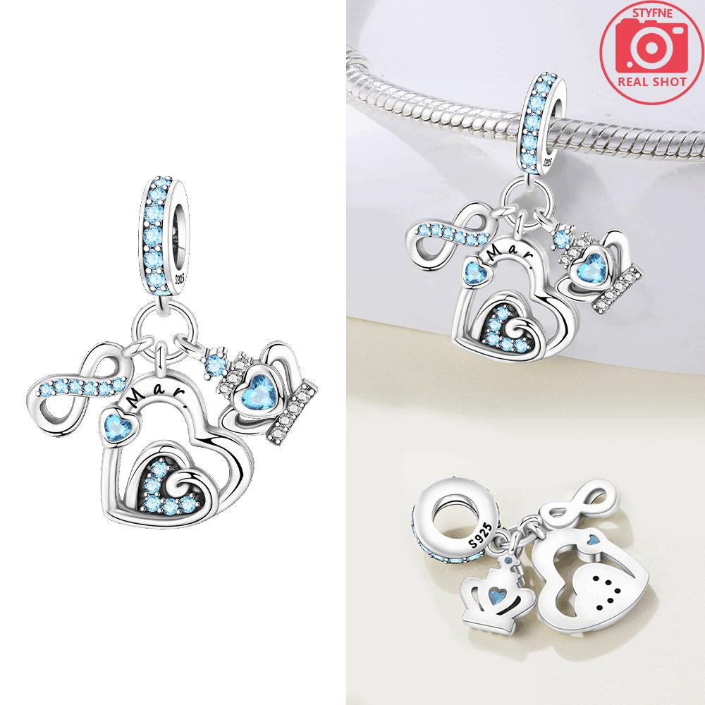 Original Copper Orange Birthstone Pendant Purple Zirconium Infinite Love Collection Bead Fit Bracelet Gift Women Diy Jewelry