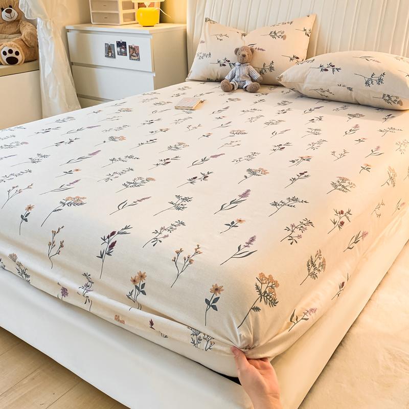 Small Fresh Floral Pattern,100% Cotton,Fitted Sheet With Deep Pocket 160x200,No Pillowcase,Soft Breathable,133x72 Fabric