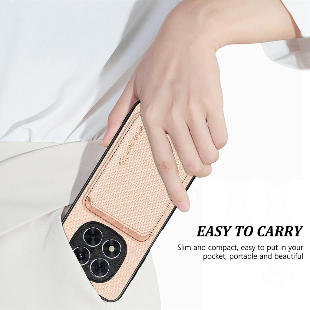 For Xiaomi Redmi Note 14 Pro 5G/Poco X7 5G Case Carbon Fiber Leather Back Cover with Detachable Card Bag