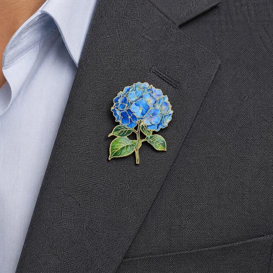 Durable Brooch Pin Pin Enamel Hydrangea Shape Lapel Polished Edges Backpack Smooth Round