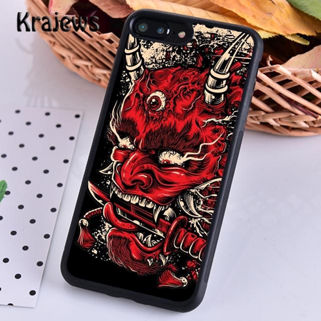 Krajews Japanese Oni Hannya Demon Mask Cool Phone Case For iPhone 14 5 6s 7 8 Plus X XR XS 11 12 13 Pro Max Samsung S21 S22ultra