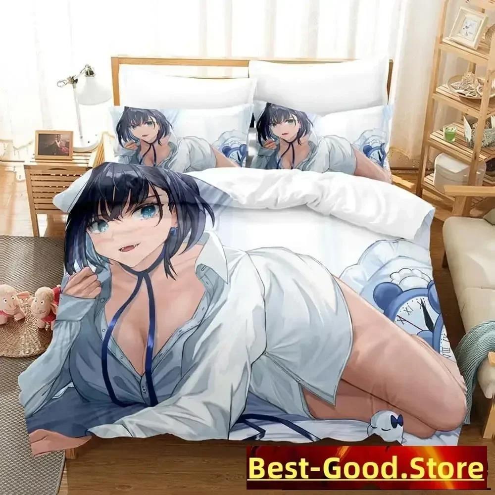 Comforter 3D Print Anime Ouro Kronii Bedding Set Printed Bed Set With Bed Soft Queen King Size Bedclothes Home
