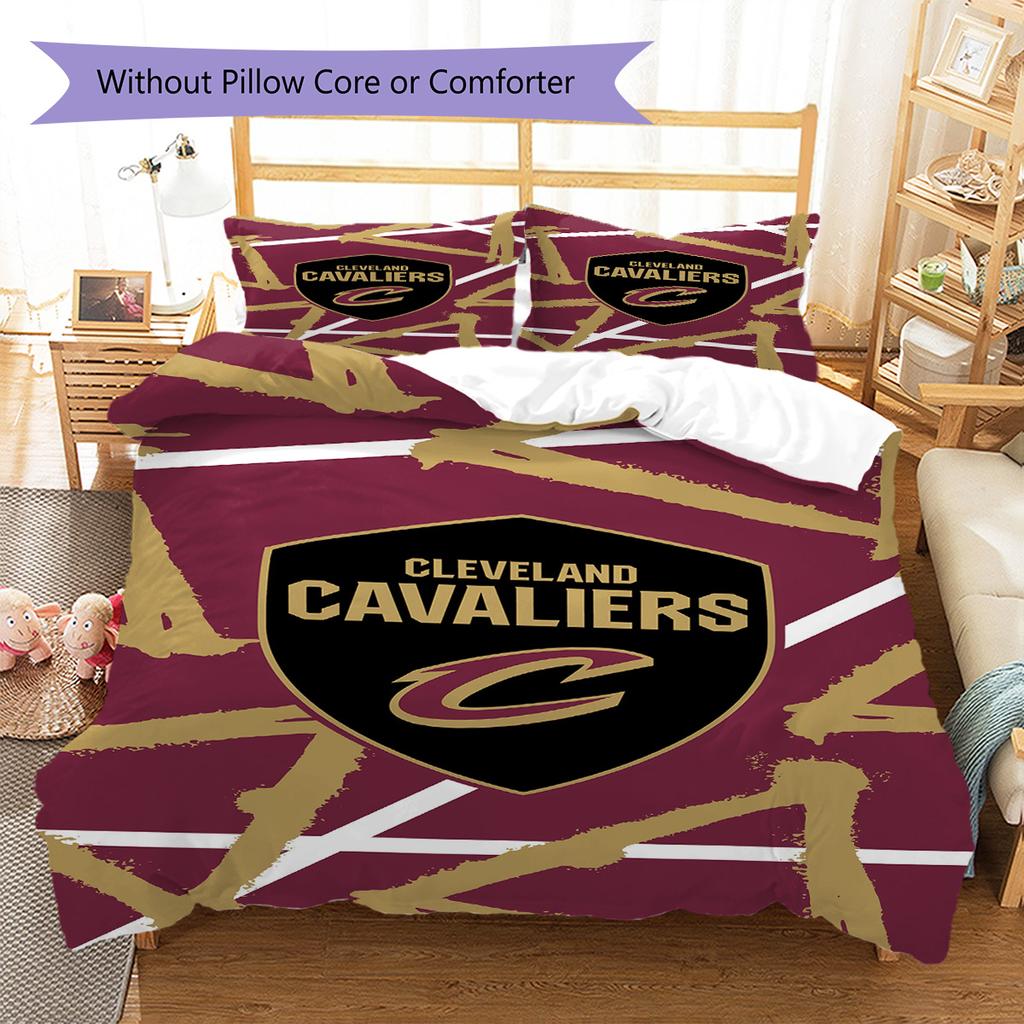 Cleveland Cavaliers Pattern Bedding Set Quilt Cover Pillowcase Home Decor Gift (1 * Duvet Cover + 2 * Pillowcase, Without Core)