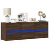 VidaXL Wall-Mounted TV Cabinet with LED Lights Brown Oak 130x31x35 Cm, Wall-Mounted TV Unit, Floating TV Unit, Support 852305