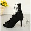 Fashion Black Sexy Lace Up Cross-tied Women Shoes Comfort High Quality Thin Heels Open Toe Dancing Sandals Ankle Strap Hollow Out Pumps