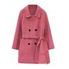 Fall Winter Women Woolen Jacket Thick Loose Turn-down Collar OL Commuting Jacket Double-breasted Mid Length Korean Style Overcoat Outerwear