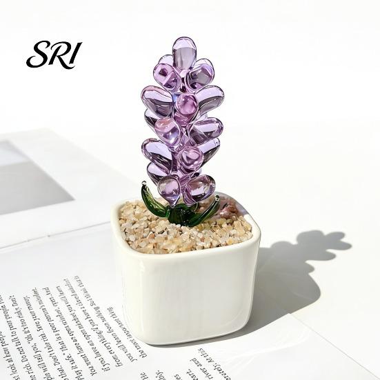 Small Desktop Ornament Mini Glass Planter Ornaments Exquisite Craftsmanship Bright Colorful Handmade Office Desk Decoration Texture for Bedroom Living