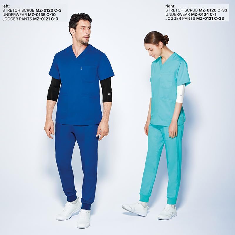 Medical and nursing lab coat and jogger scrub pants and inseam elastic pockets on both 8 14 dark to Japanese size [Mizuno] pants, unisex, men's