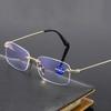 New Anti Blue Light Reading Glasses Double Light Presbyopic For Far Near Rimless Flat Lens