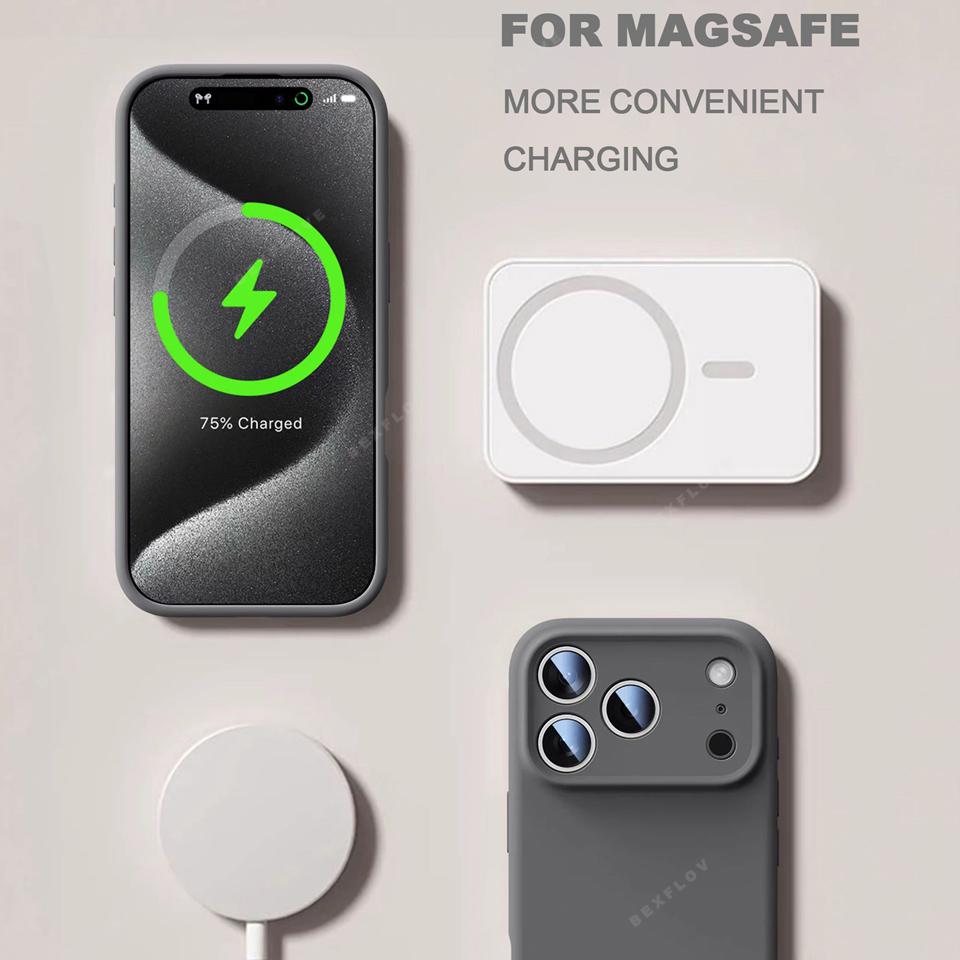 Official Magnetic Charging Phone Case For For Iphone 16E 16 1 14 Plus 12 13 16 Pro Max  Liquid Silicone Protector Soft Cover