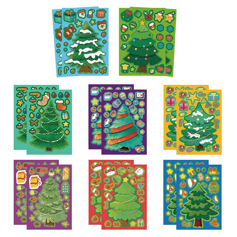 16Pcs Toy Puzzle Stickers Christmas Tree Make A Face Stickers Diy Handicrafts Waterproof Stationery Stickers