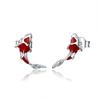 WOSTU 925 Sterling Silver Lucky KOI Fish Open Ring Red Fish Tail Stud Earrings Unique Birthday Jewelry Gift For mom Lover Girl