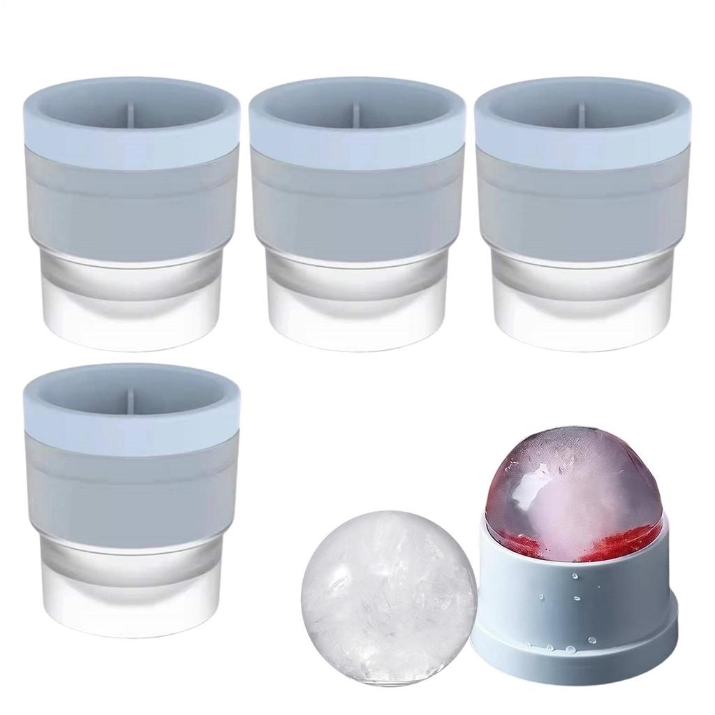 4Pcs Silicone Round Mould For Wine Drink Cocktail Barbecue Home Hiking Holiday Ball Cube Mold Reusable Sphere Ice Maker