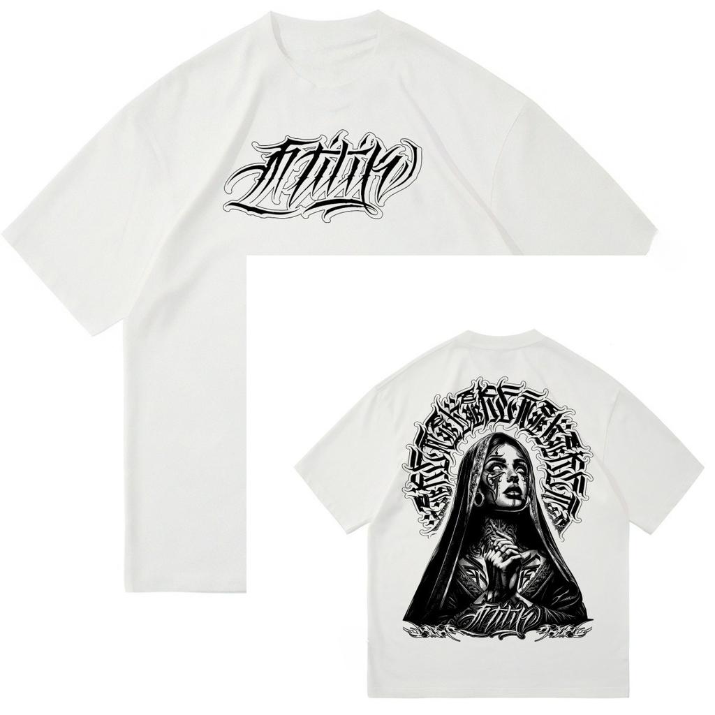 2026 Hipster Tattoo Artist Cartoon Tattoo West Coast Hiphop Chicano Floral Cartoon American Cotton Heavy Tshirt