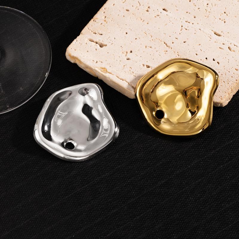 New Trendy Gold Silver Color Big Round Brooches For Women Minimalist Metal Irregular Folded Pin Brooch Jewelry Gift