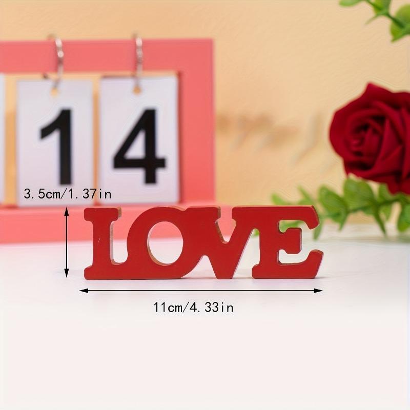 1Pc TEMU Hot Sale "LOVE" English Letters PVC Figurines Desktop Decoration Mini Party Ornament for Valentine's Day Wedding