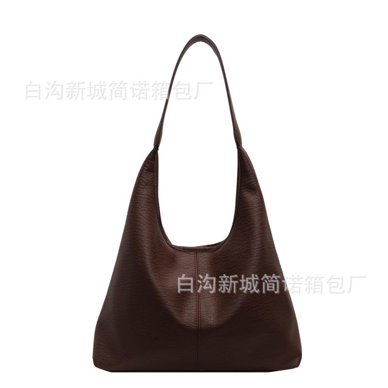 2025 trendy fashion casual large capacity underarm bag femininity niche tote bag student solid color shoulder bag