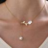 Pink Water Drop Zircon Pendant Necklace for Women Link Chain Tulip Flower Necklaces Luxury Daily Charm Jewelry Gift