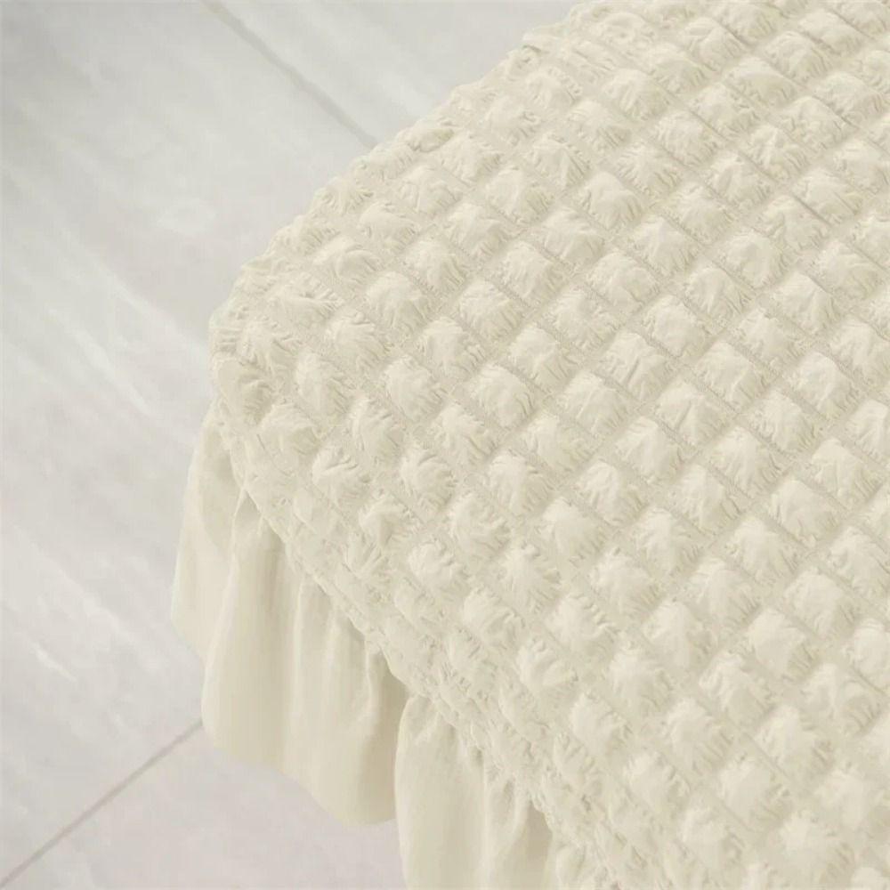 Universal Ottoman Cover Solid Color Ottoman Protector with Skirt Footrest Slipcover Dining Room
