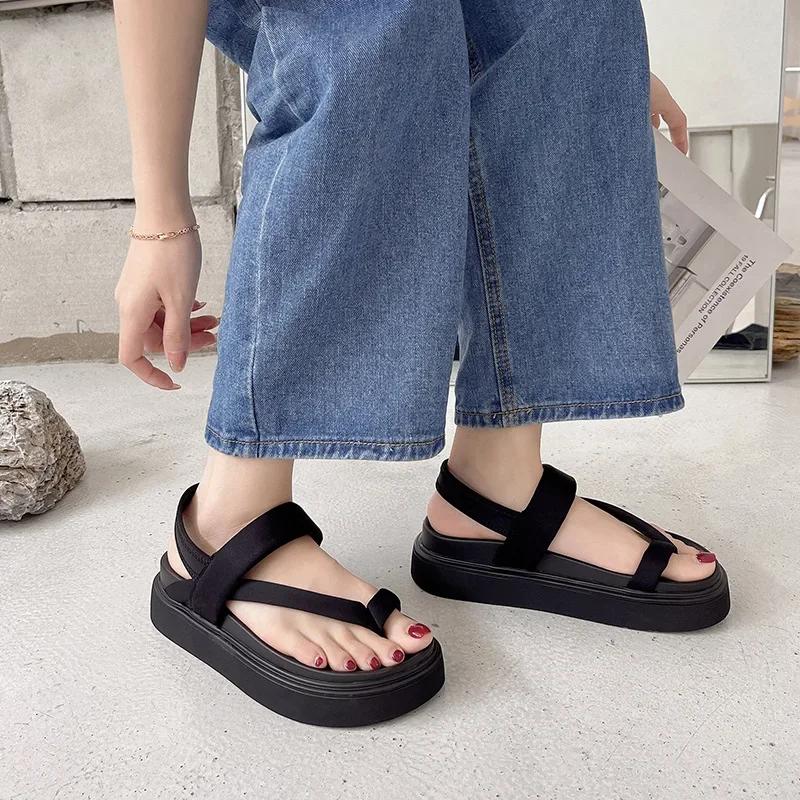 Fashion Women Platform Sandals Flat Flip Flops Summer Beach Sexy Casual shoes Ladies Shoes  Fashion Woman Black Sandals