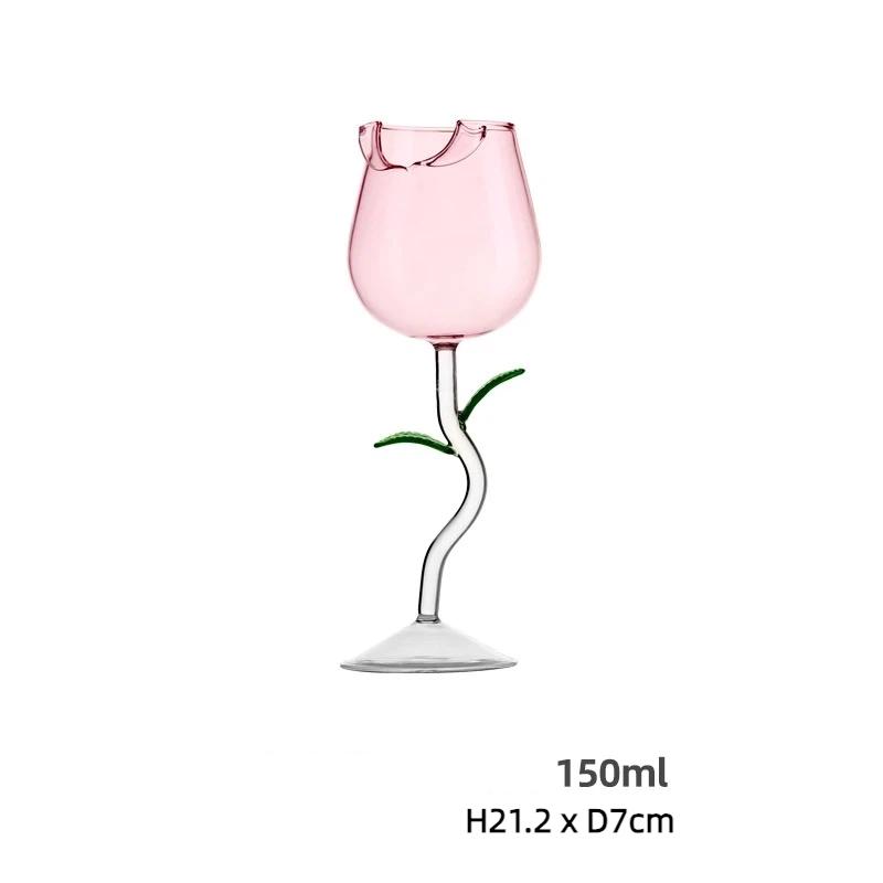INS-Stil Rosewein-Glas, Eleganter hoher Stiel Rotwein-Kelch für Champagner, Cocktails & Romantisches Essen