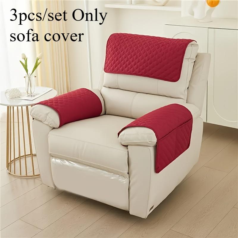 

3pcs/set Polyester Sofa Headrest Pillow Armrest Pad with Storage Pocket for Recliner Couch Comfortable Home Decor 37x58cm красный