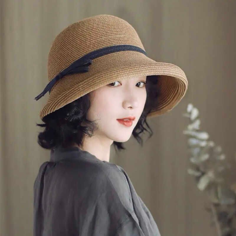 

High Quality Straw Hat Wig Detachable Women s Short Curly Hair Retro Foldable Fisherman Hat Bald Sun Hat Khaki + Detachable Brown Short Curly