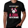 Drummer Girl Drums Player Drumming T-Shirt Comfortable Work Wear Tee