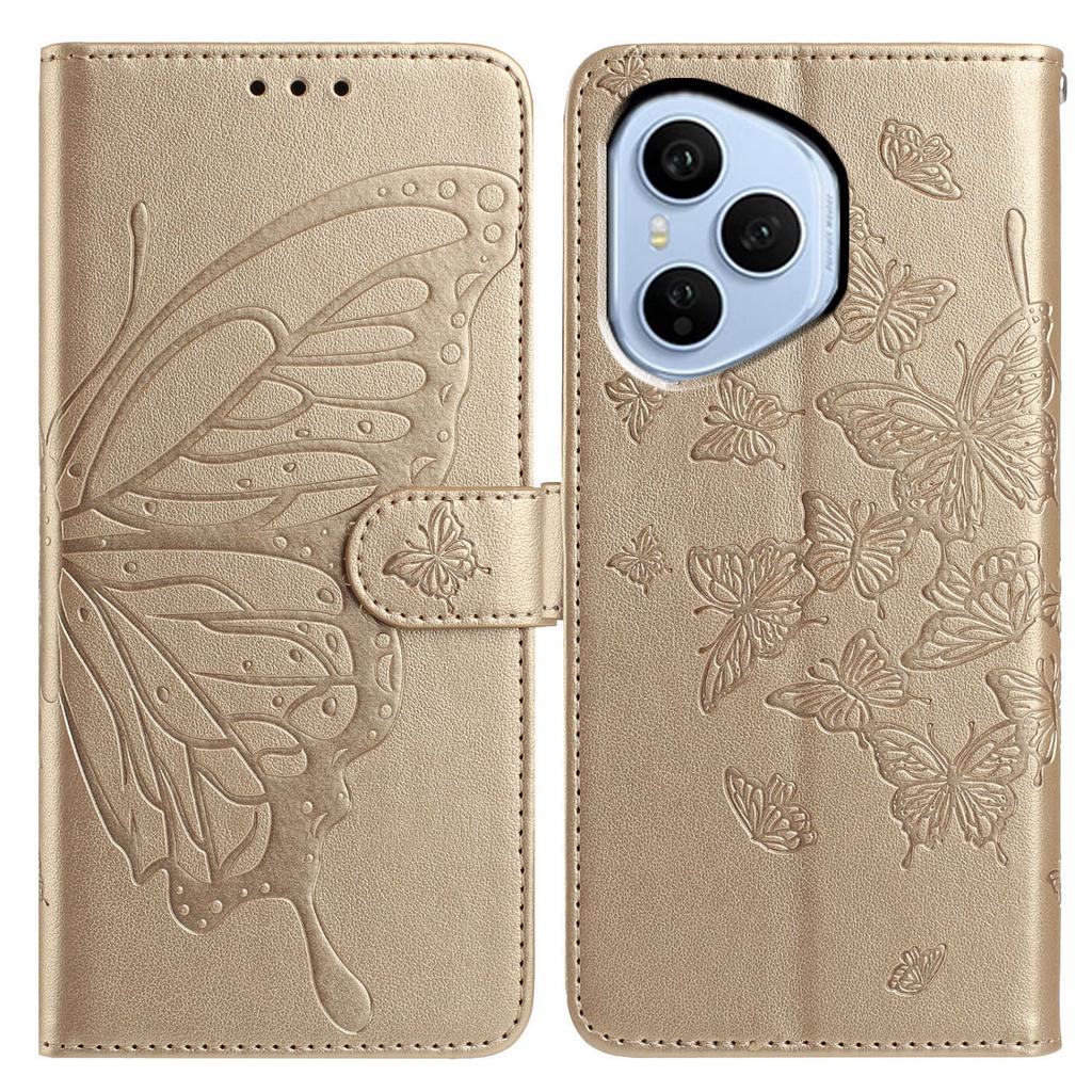 Für Honor 400 Pro 5G (Global) Hülle Schmetterling geprägt Brieftasche Ständer PU Leder Klapphandyhülle mit Riemen